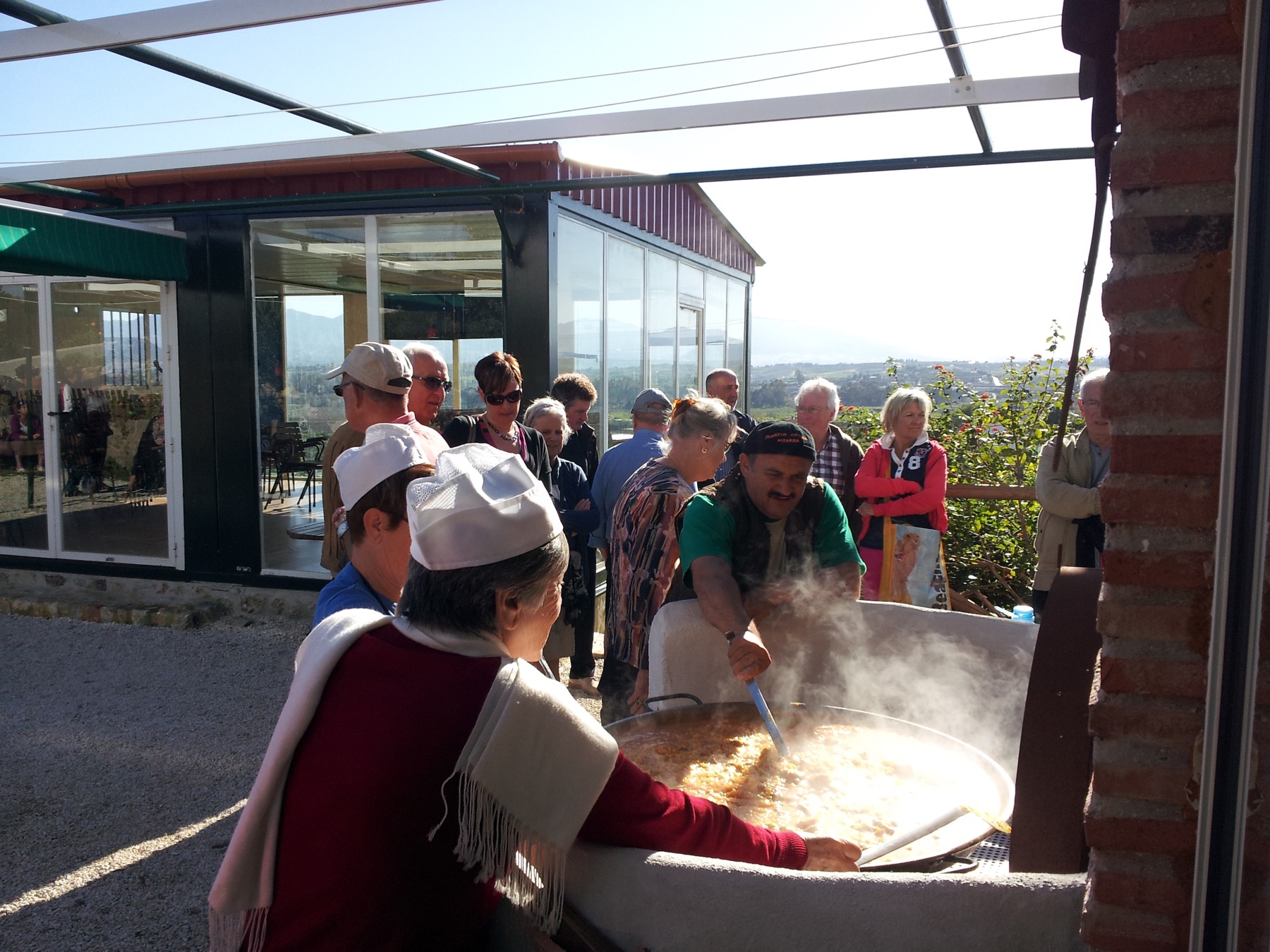 A shared paella at the finca
